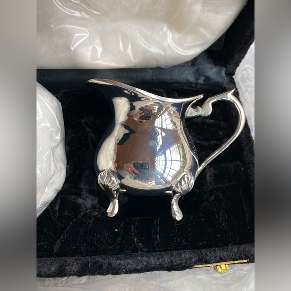 Vintage Silver Co Hand Made Silverplated Creamer Sugar Bowl Tray & Box - Picture 2 of 4